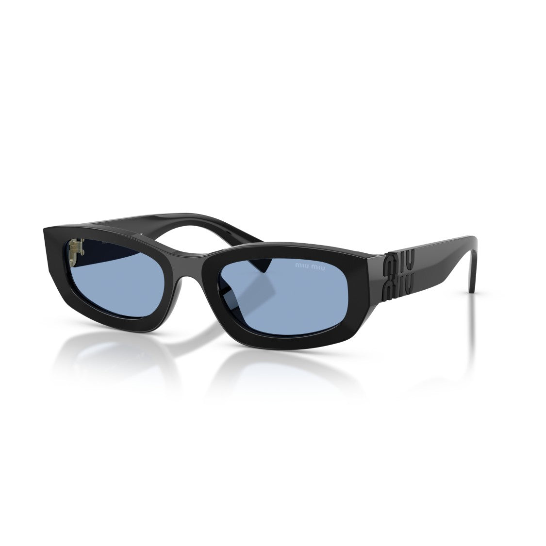 Miu Miu Rectangular Sunglasses With Blue-Tinted Lenses And Logo Detail
