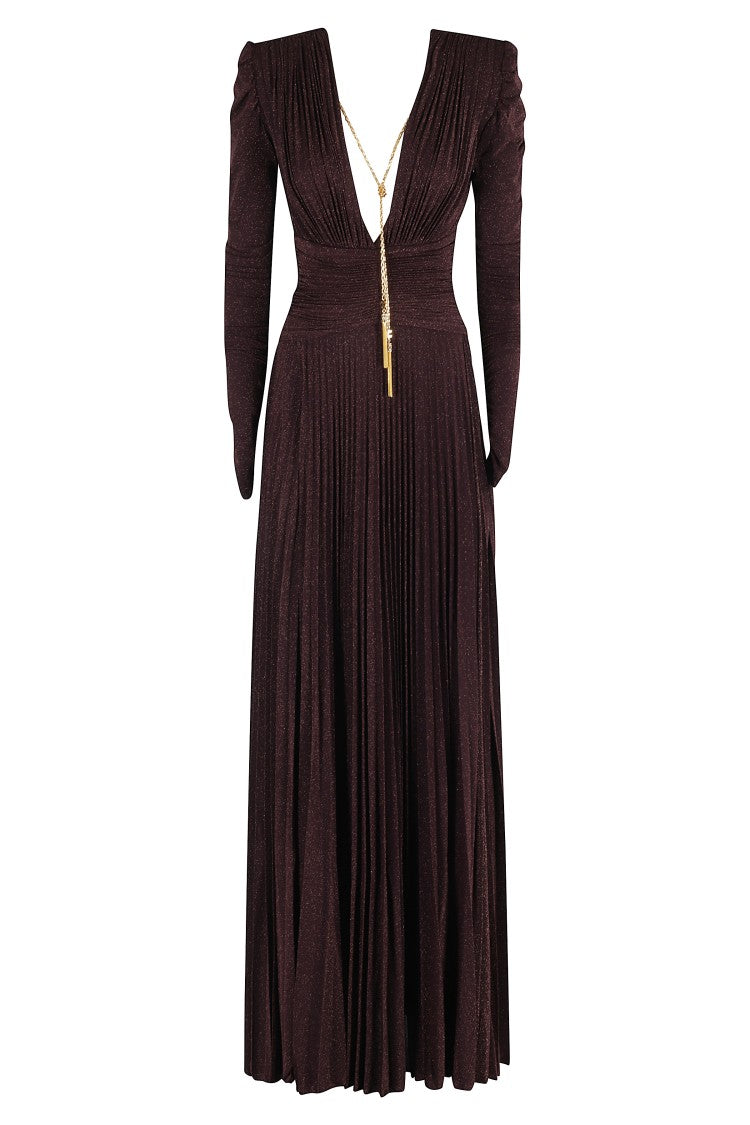 Elisabetta Franchi Merlot Lurex Jersey Midi Dress