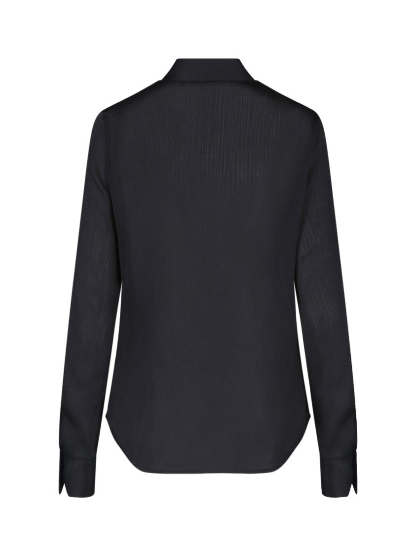 Dondup Black Chiffon Hidden Button Shirt