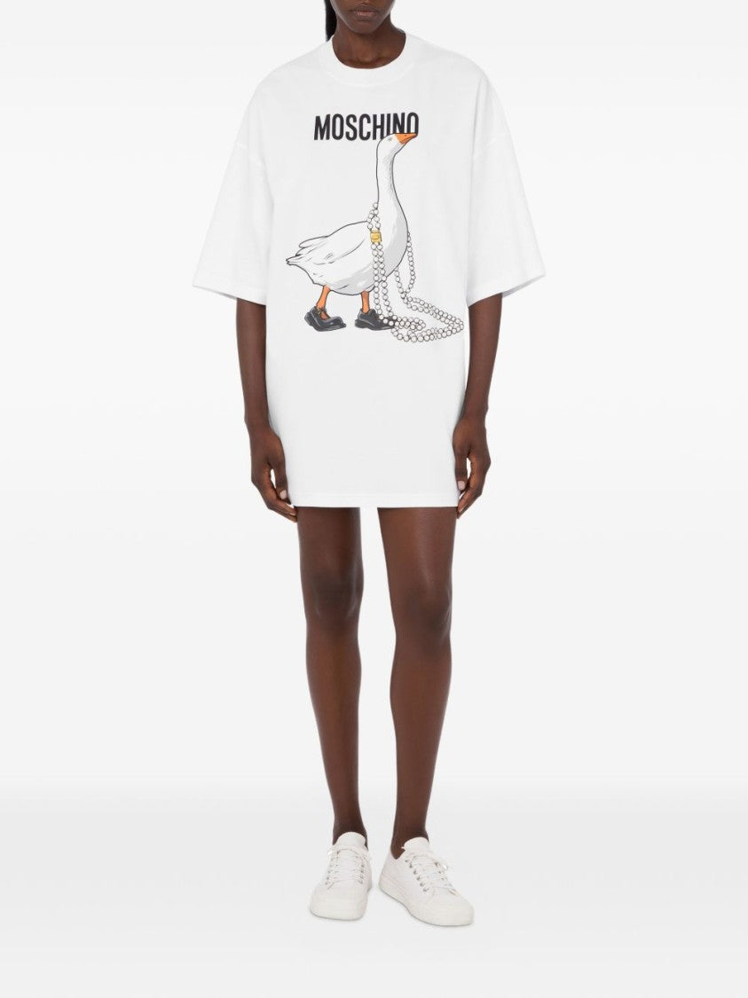 Moschino White Silk And Nylon Mini Dress
