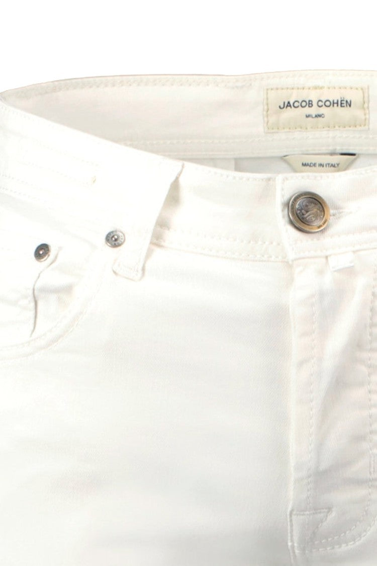 Jacob Cohen White Slim-Fit Five-Pocket Cotton-Blend Pants