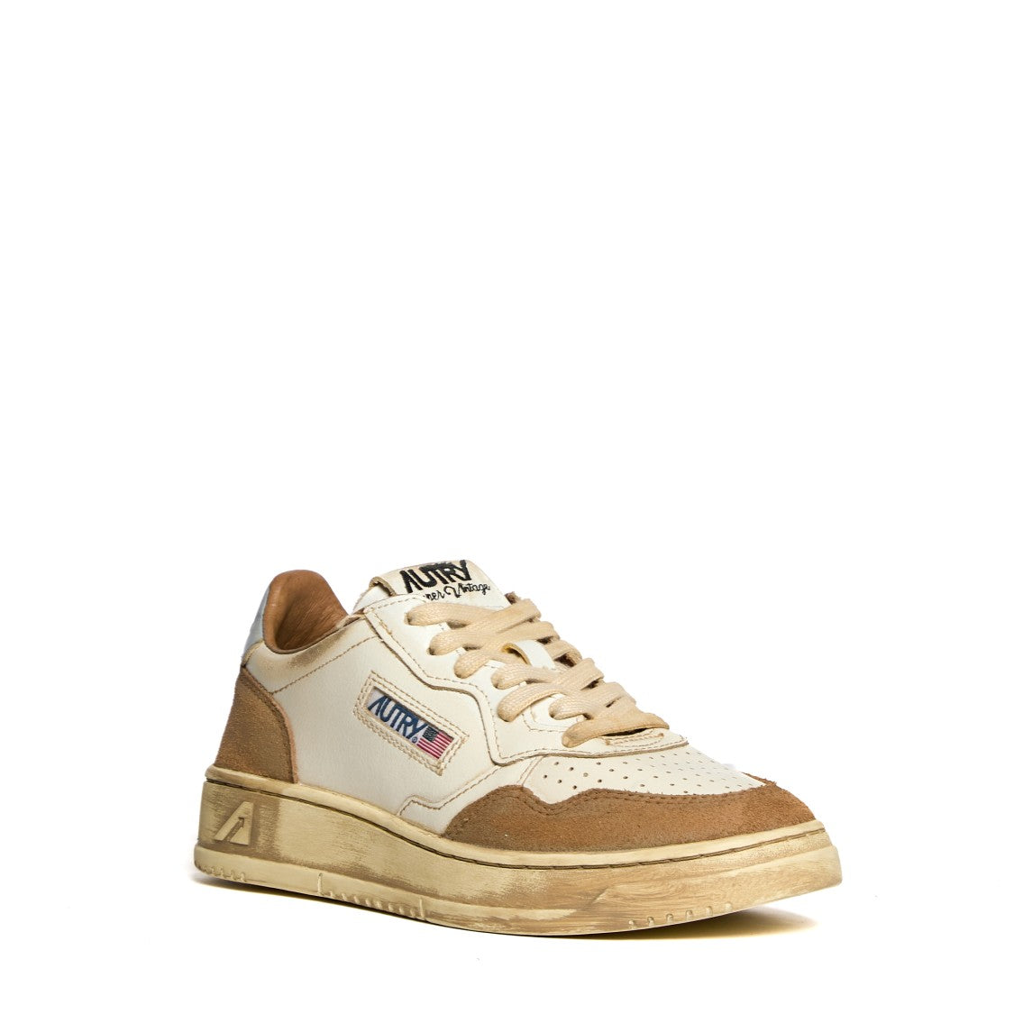 Autry Super Vintage Low Sneakers With Cognac Microfiber Accents
