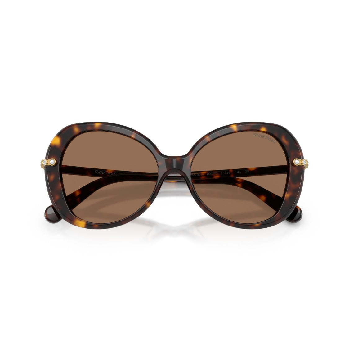 Swarovski 0Sk6059 Oversized Tortoiseshell Sunglasses With Crystal Accents