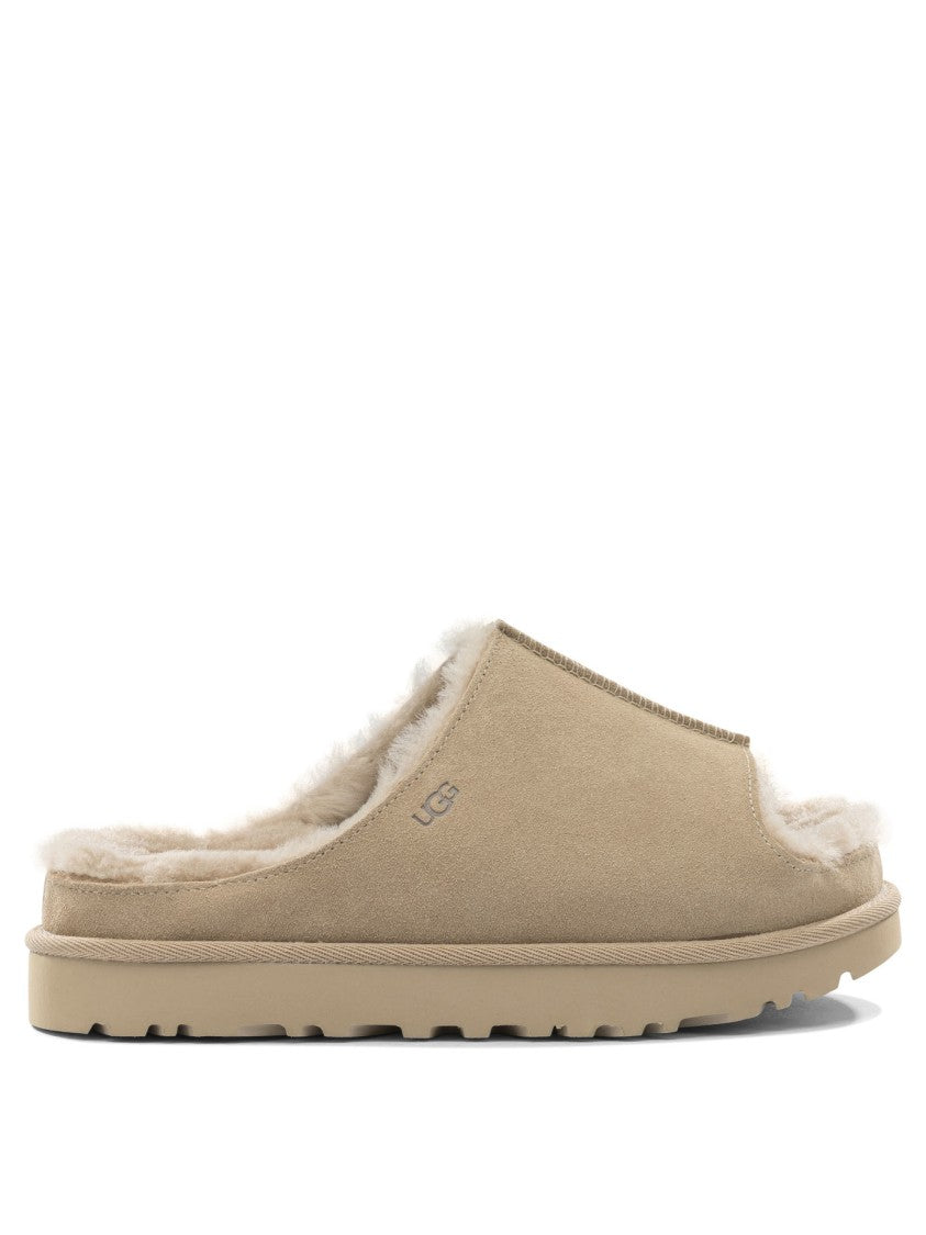 Ugg Suede Slip-On Sandals With Plush Furry Lining And Durable Sole