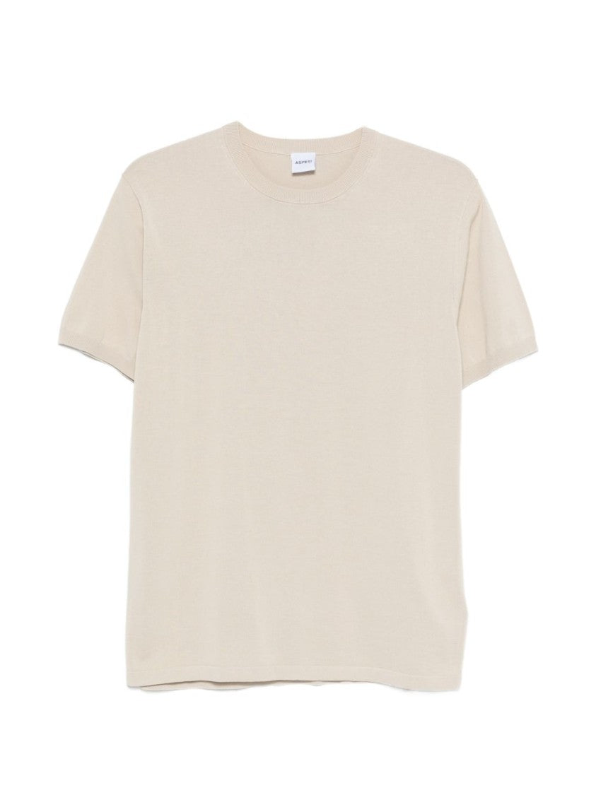 Aspesi Beige Crew Neck T-Shirt With Minimalist Design