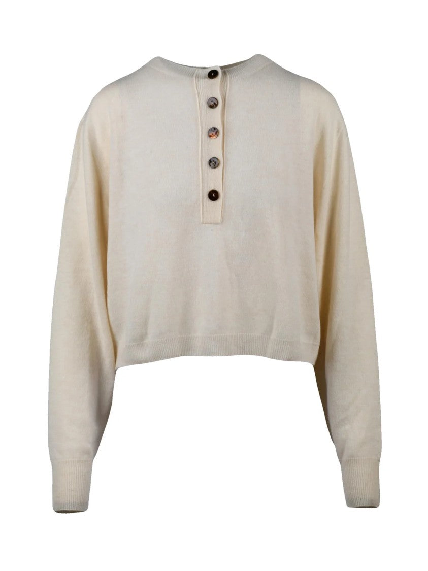 Alysi Short Serafino Sweater In Precious Merino And Cashmere Blend