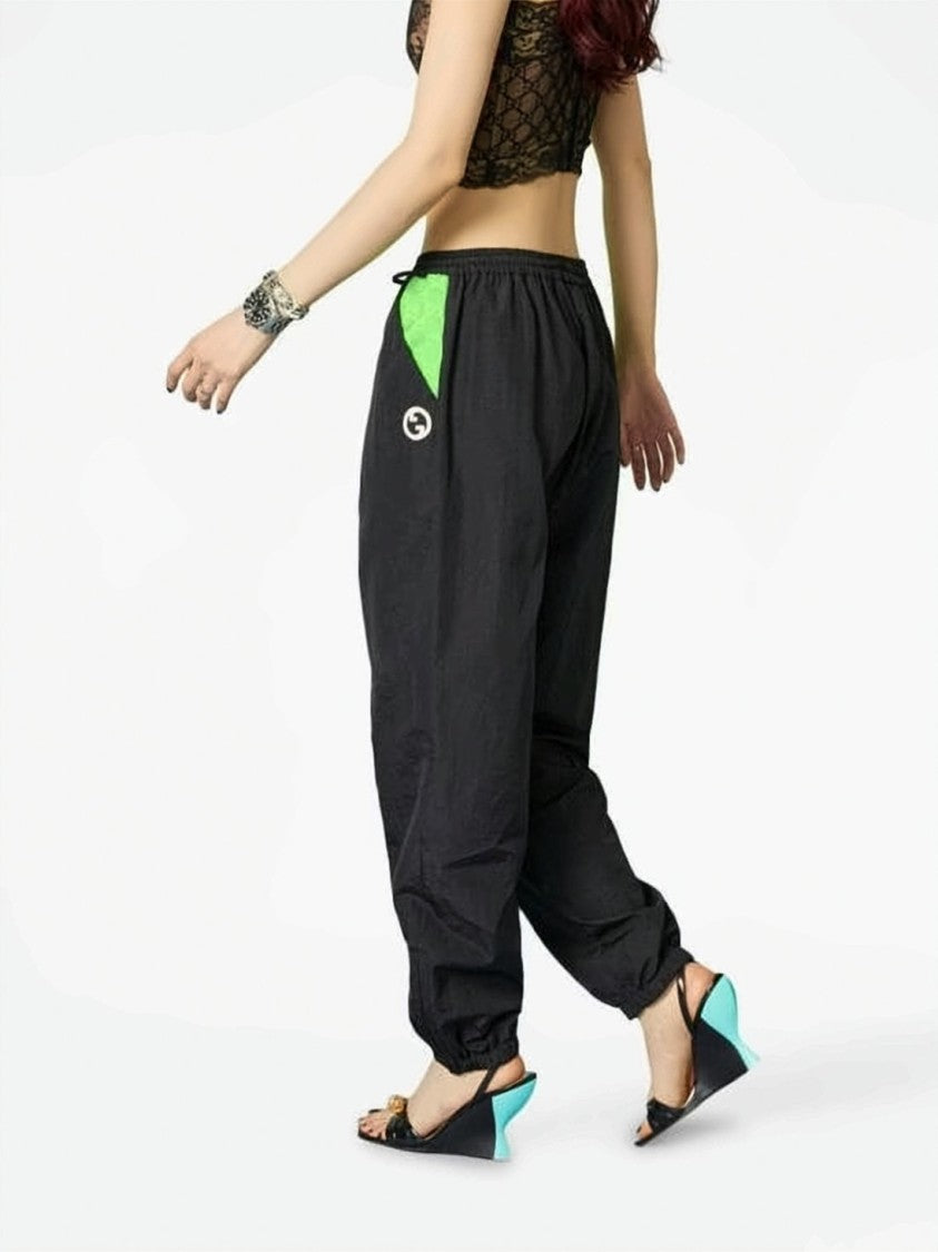Gucci Relaxed Jogger Pants With Vibrant Green Accents