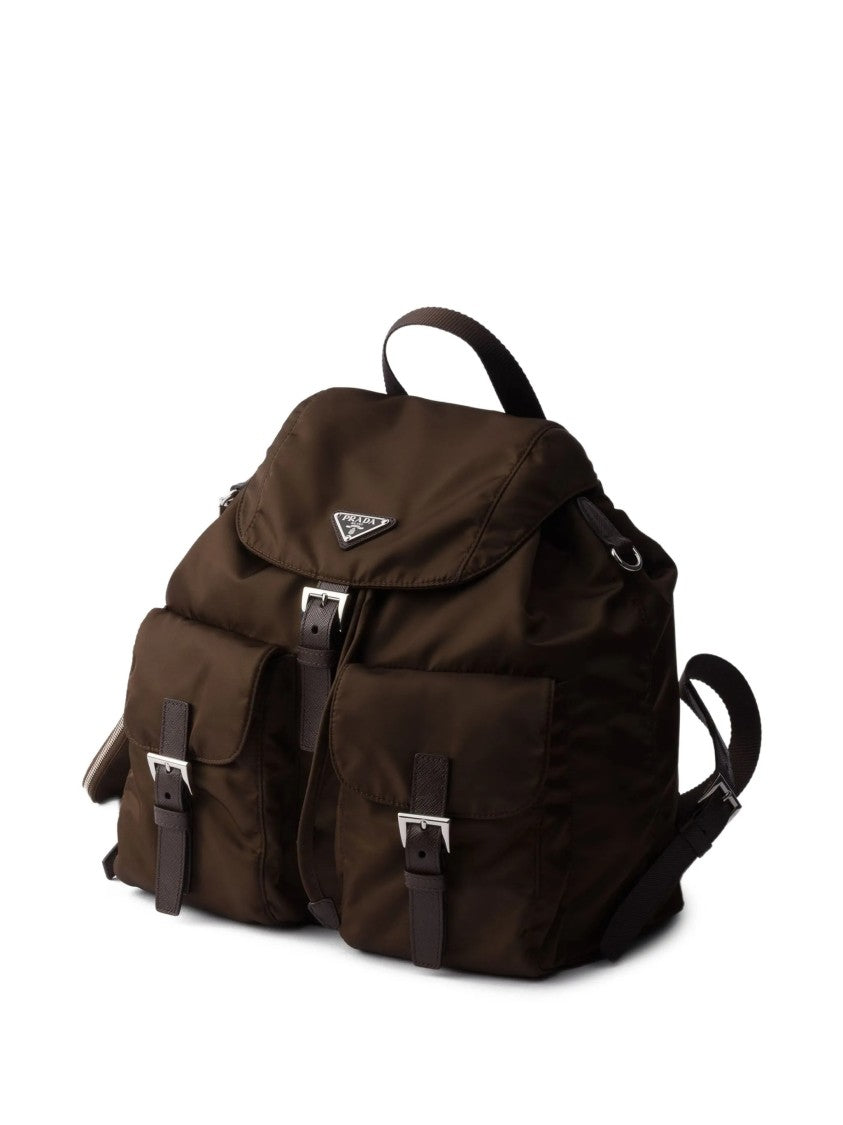 Prada Structured Re-Nylon Medium Backpack With Buckle Closure And Front Pockets