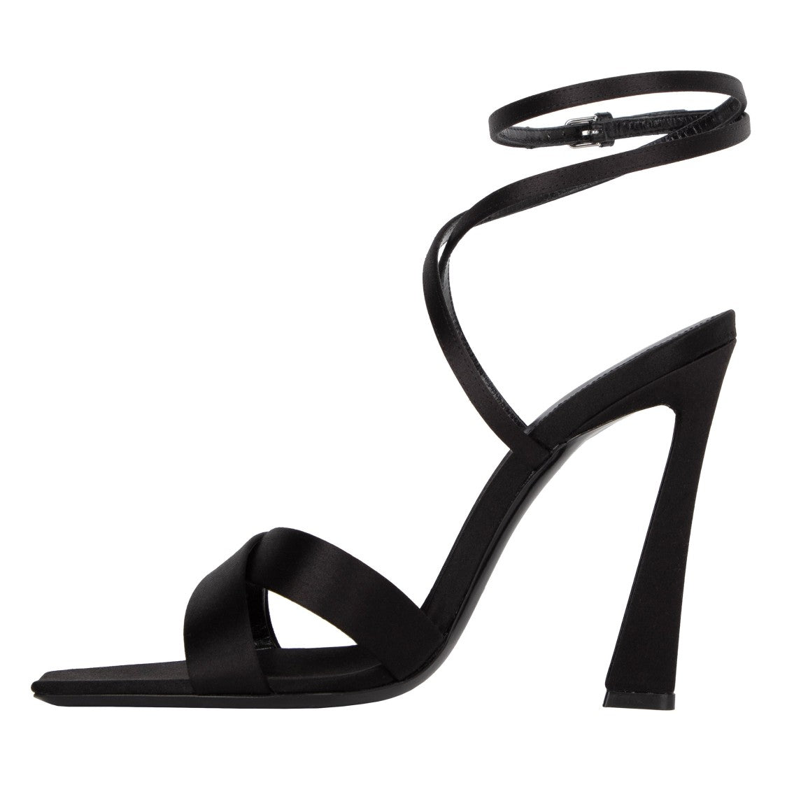 Saint Laurent Corinne Sandals In Satin Crepe Black