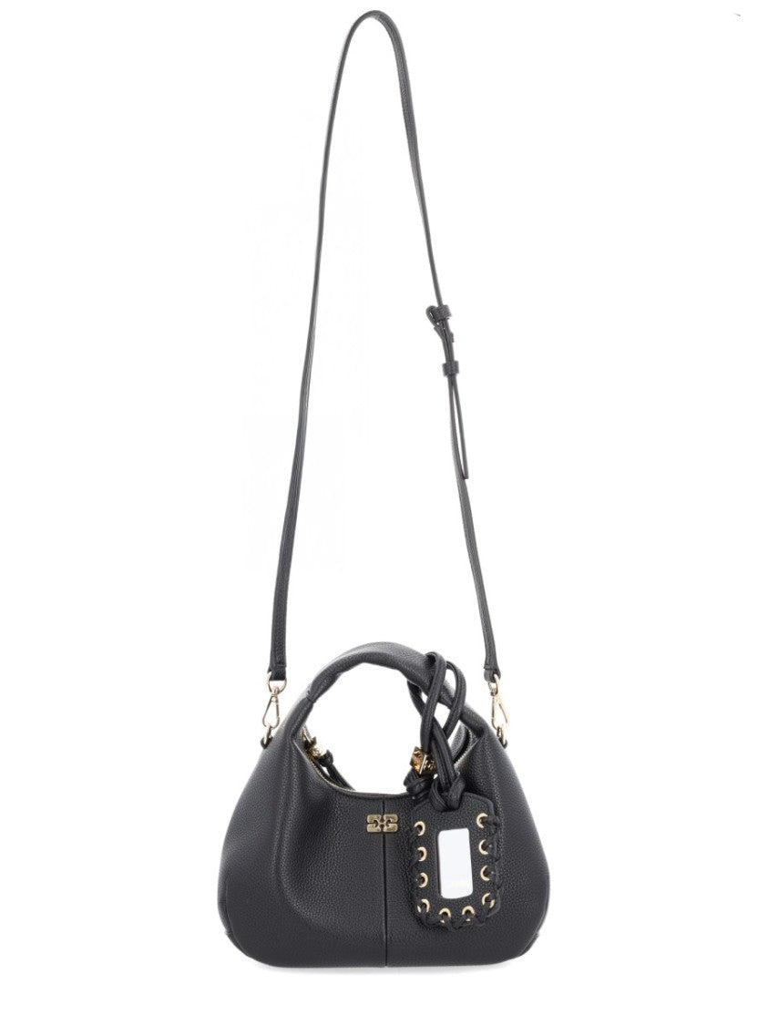 Ganni Textured Black Shoulder Bag