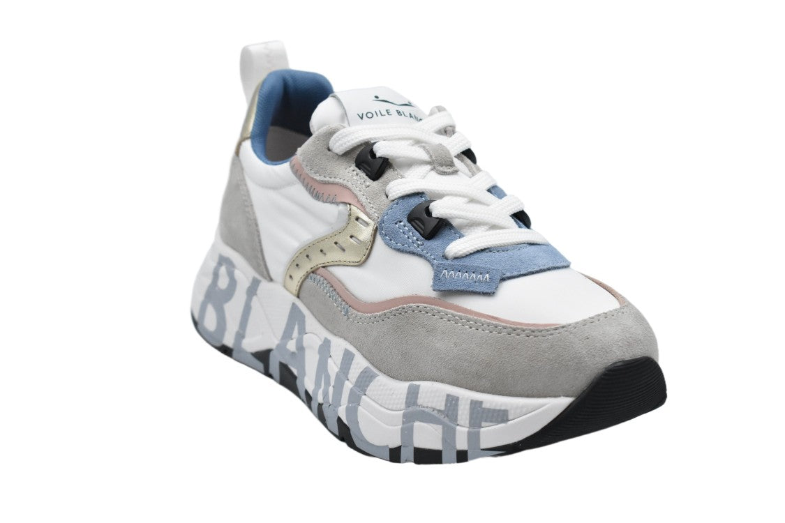 Voile Blanche Sand White Blue Laced Elegance Flat Shoes