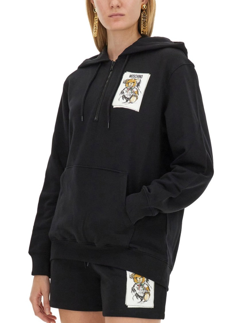 Moschino Relaxed Fit Black Sweatshirt With Logo Print