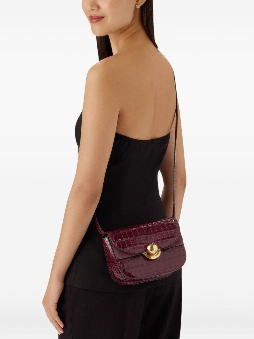 Furla Crocodile-Embossed Leather Bag With Gold-Tone Clasp