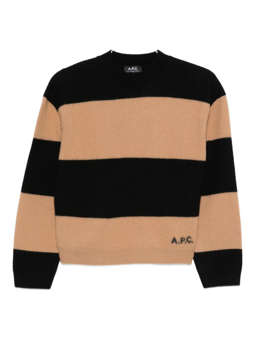 A.P.C. Knitted Sweater With Striped Pattern And Embroidered Logo