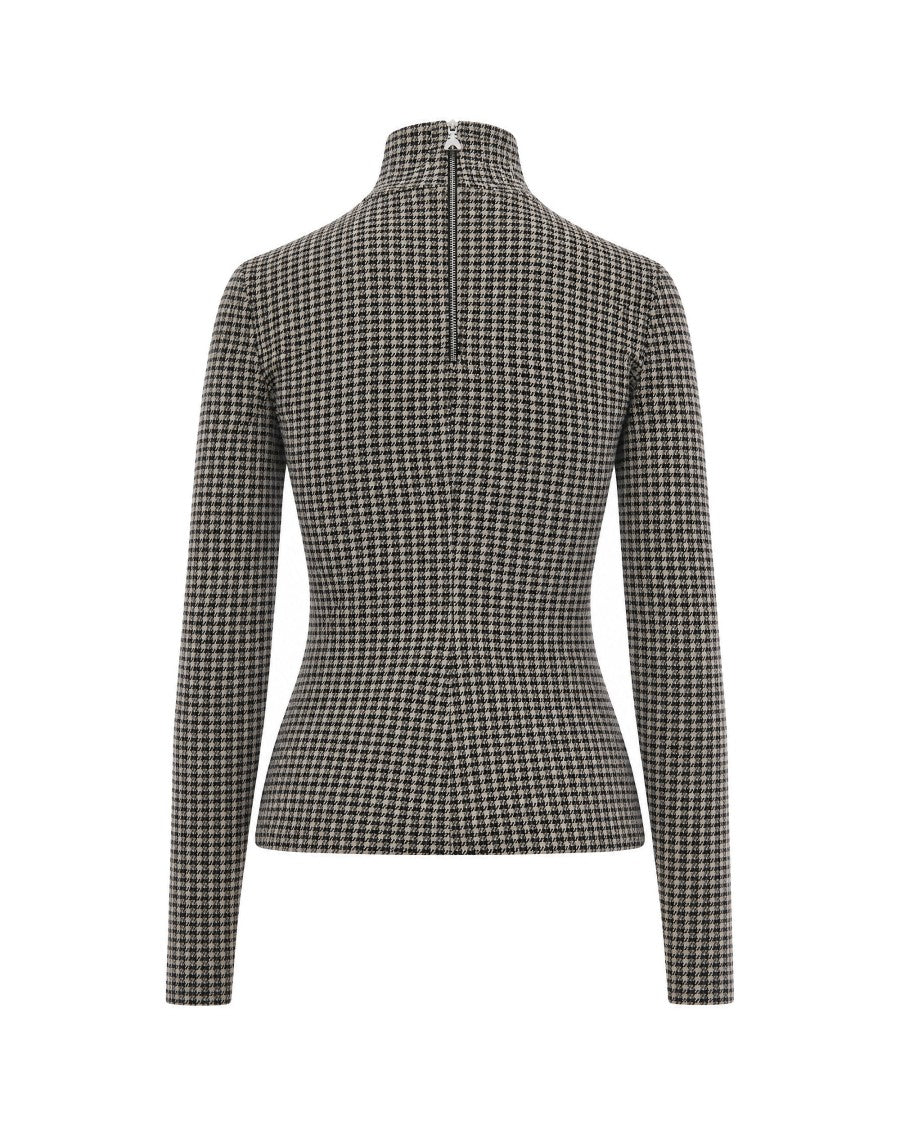 Patrizia Pepe Houndstooth Stretch Viscose-Blend Turtleneck