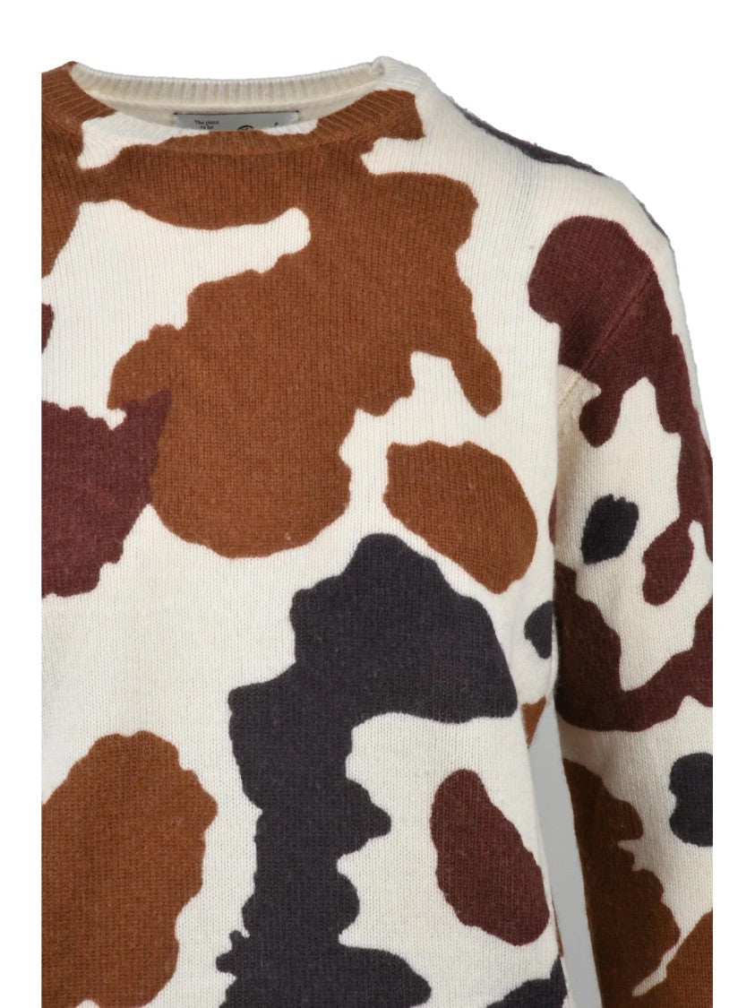 Mc2 Saint Barth Crewneck Multicolor Knit Sweater With Abstract Pattern