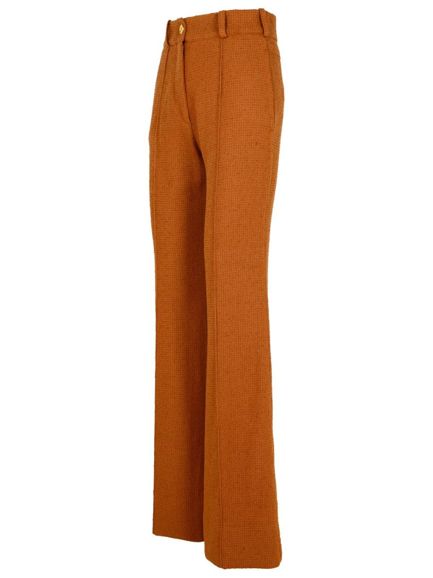 Patou Brown Wool Blend Flare Pants