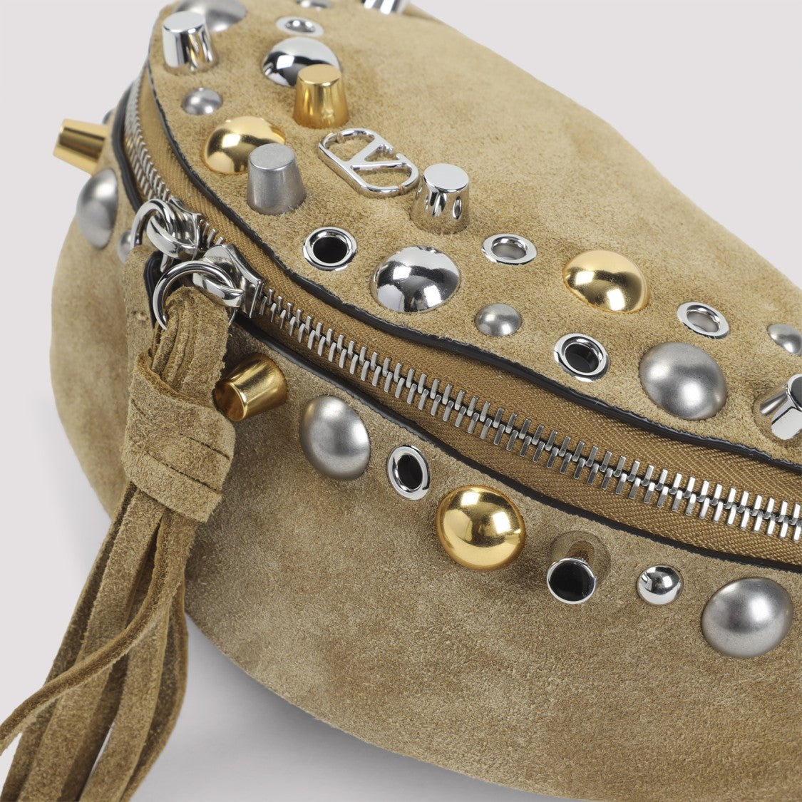 Valentino Garavani Nellcote Beige Suede Leather Belt Bag