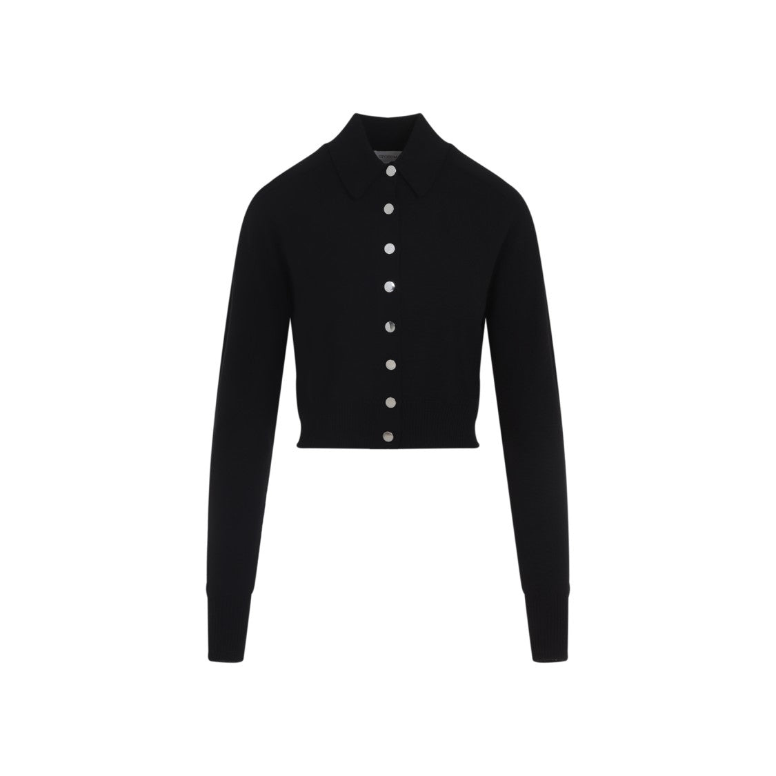 Sportmax Cropped Virgin Wool Sweater With Classic Collar