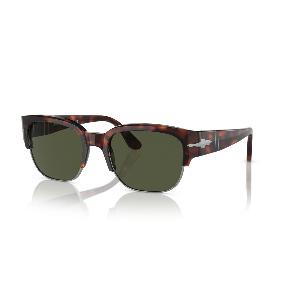 Persol 0Po3319s Tortoiseshell Square Frame Sunglasses With Silver Arrow Detail