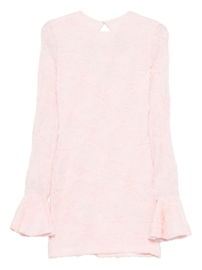 Rotate Floral Motif Mini Dress In Orchid Ice Mesh