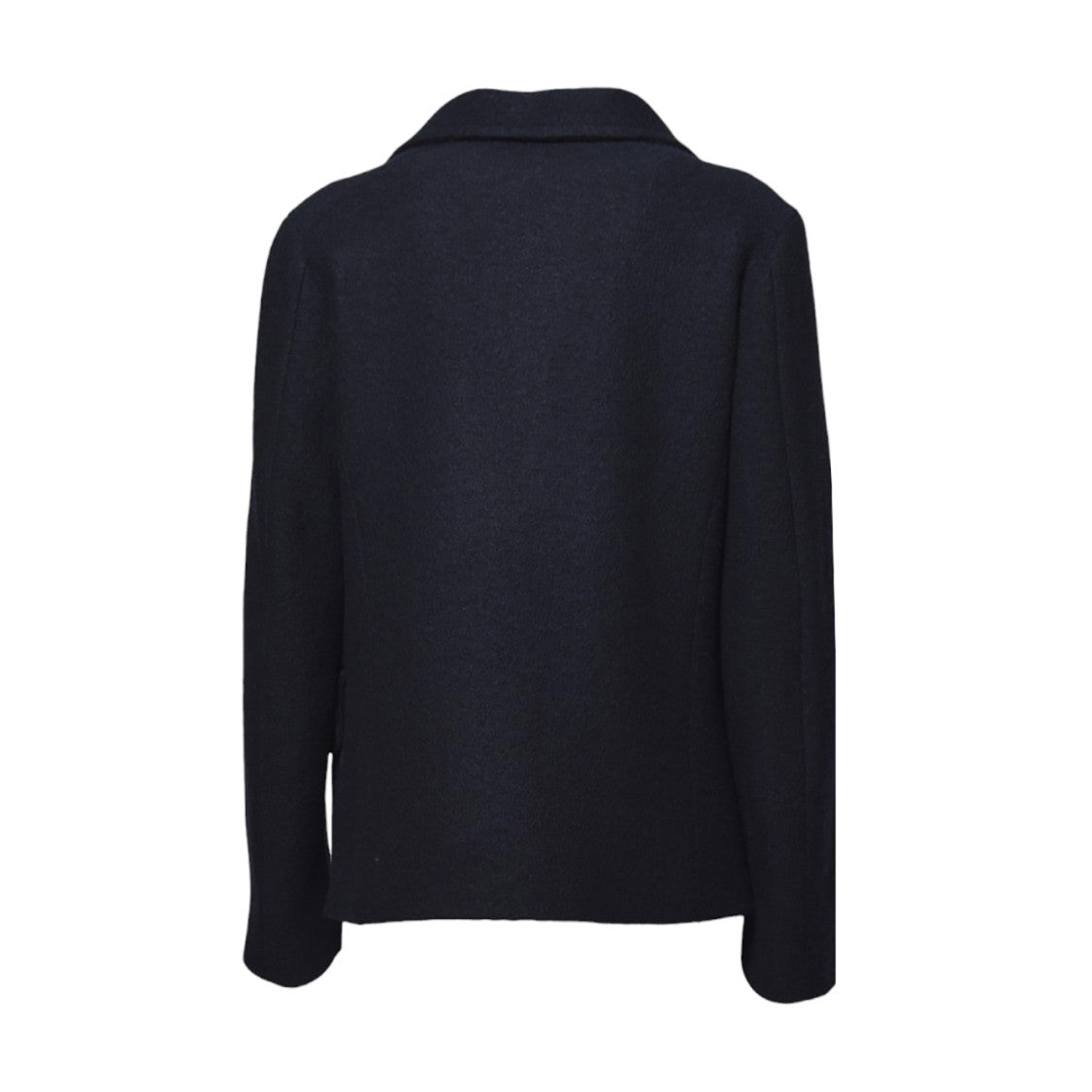 Aspesi Navy Blue Boxy Felted Wool Jacket