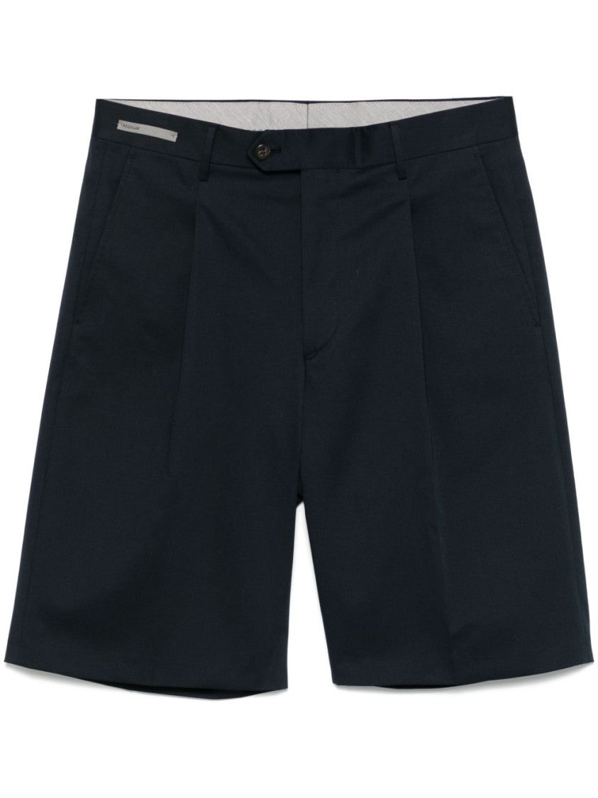 Corneliani Tailored Blue Shorts With Subtle Sheen