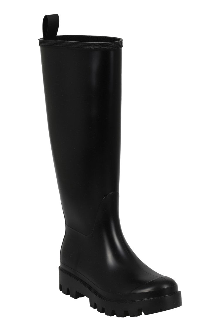 Gia Borghini Giovebis Tall Black Rubber Rain Boot