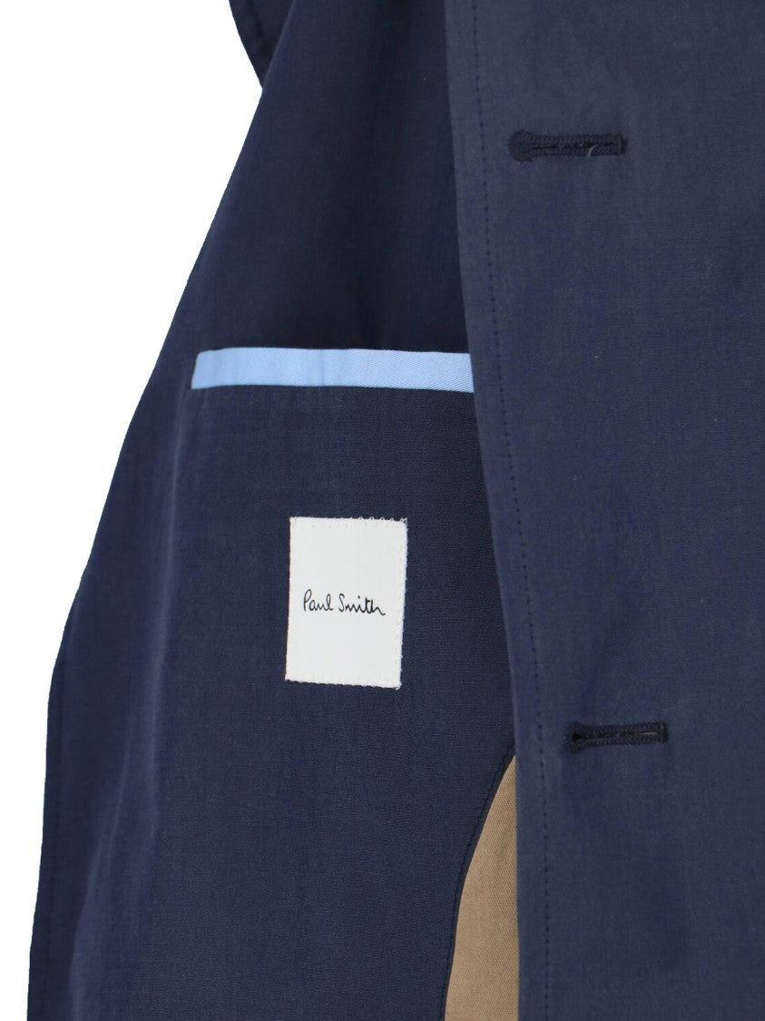 Paul Smith Navy Blue Button-Up Cotton Jacket