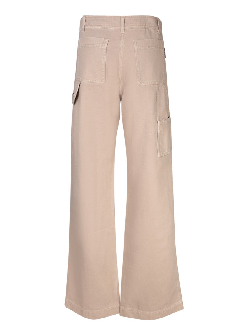 Palm Angels Beige Cotton-Polyester Trousers