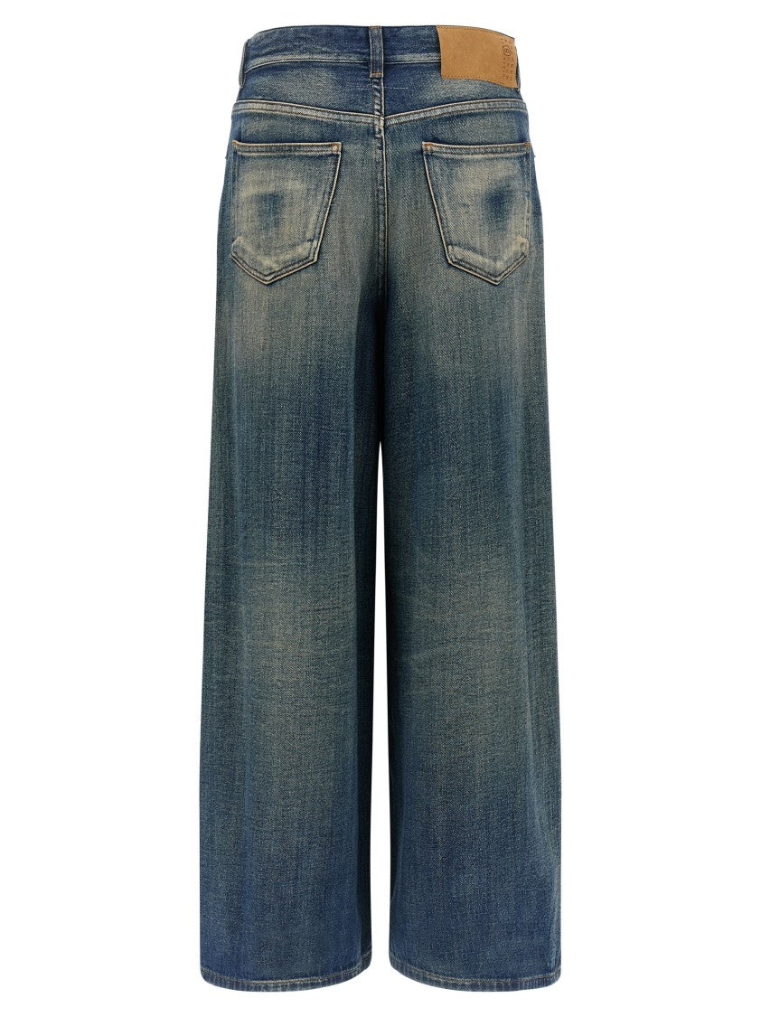 Mm6 By Maison Margiela Stone-Washed Delavé Cotton Wide Leg Jeans