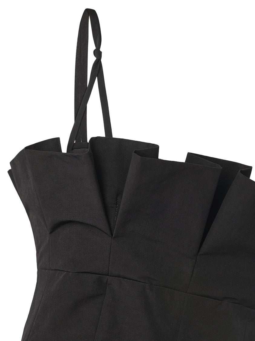 Philosophy Di Lorenzo Serafini Fitted Black Dress With Structured Pleats