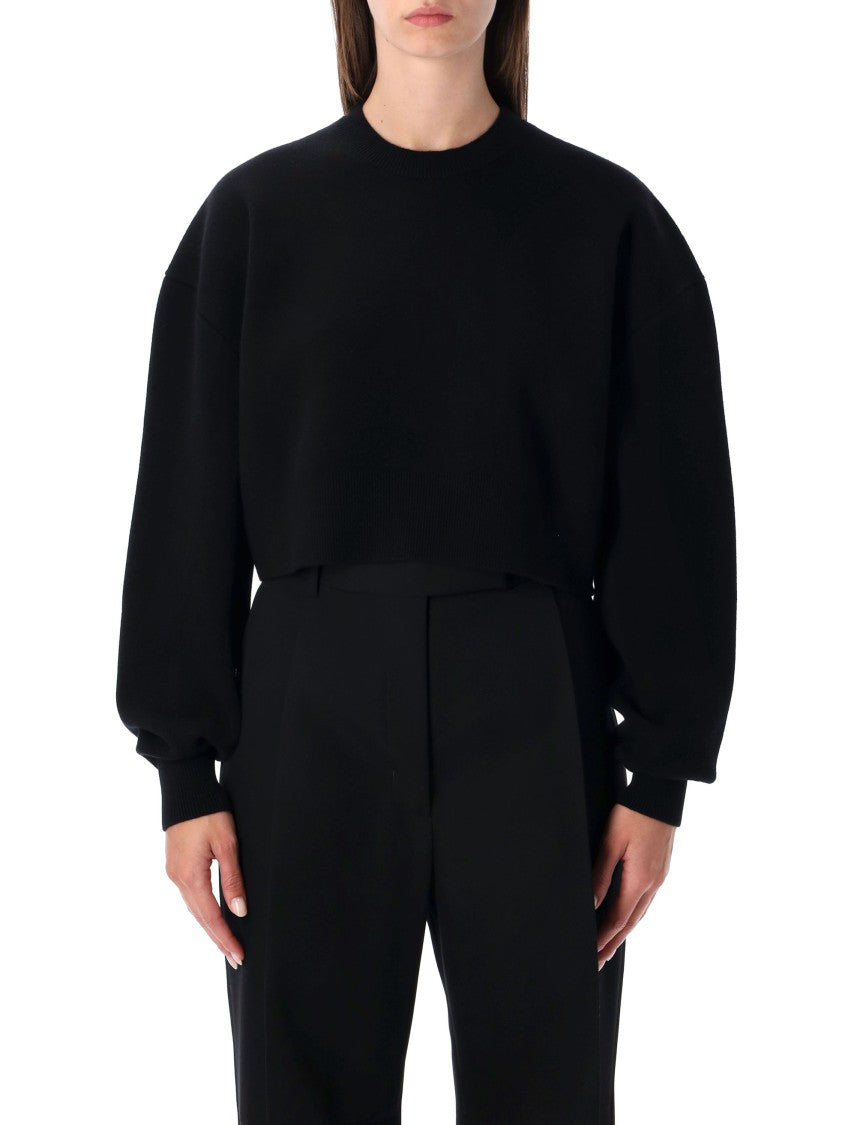 Tom Ford Cropped Black Wool And Cashmere Sweater With Boxy Silhouette