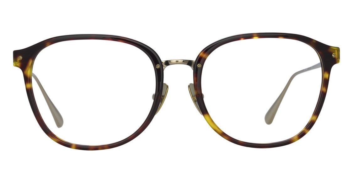 Linda Farrow Lfl Rounded Tortoiseshell Frame Eyeglasses With Metallic Details