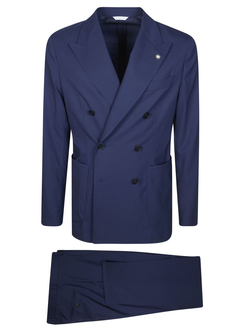 Manuel Ritz Deep Blue Double Breasted Peak Lapel Suit
