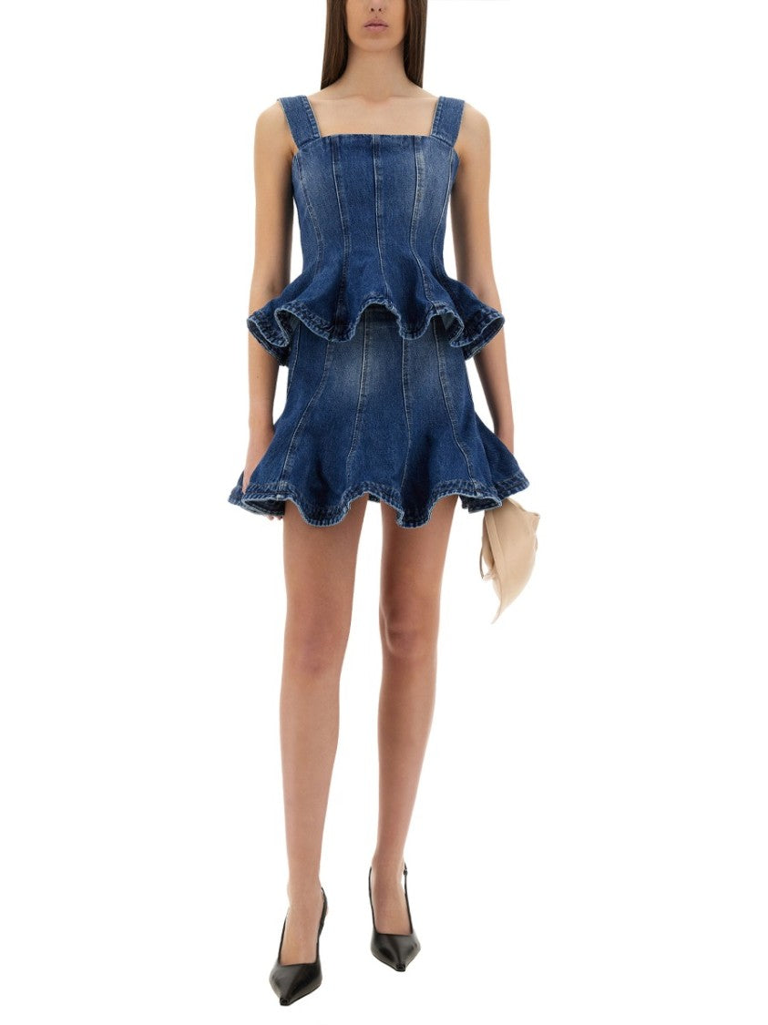 Msgm Flared Denim Skirt