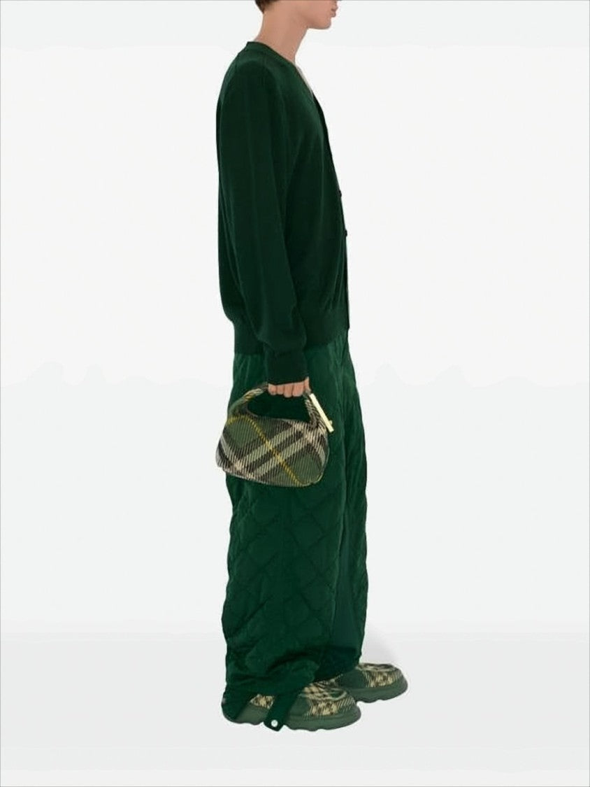Burberry Deep Green Wool Cardigan With V-Neckline