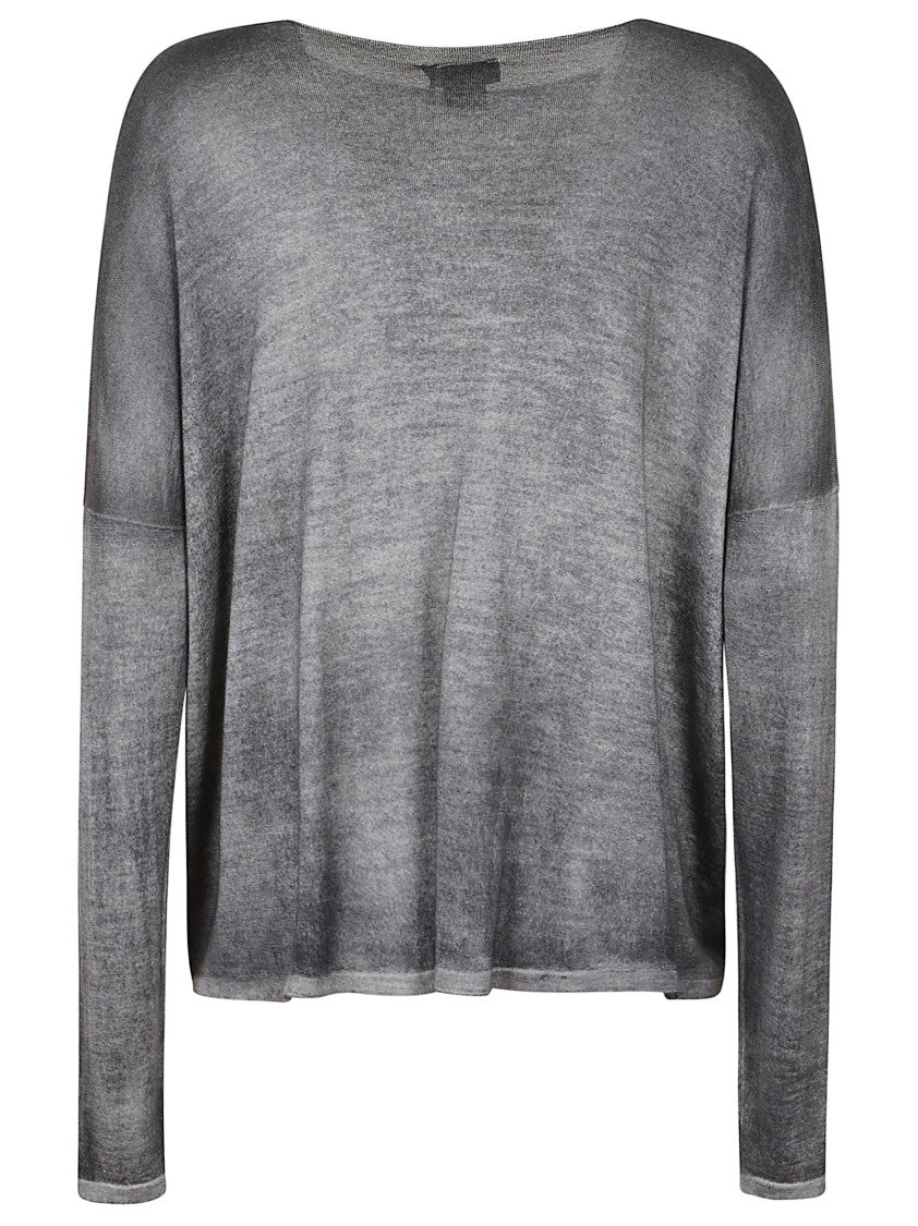 Avant Toi Gradient Husky Cashmere-Silk Blend Sweater With Boat Neck