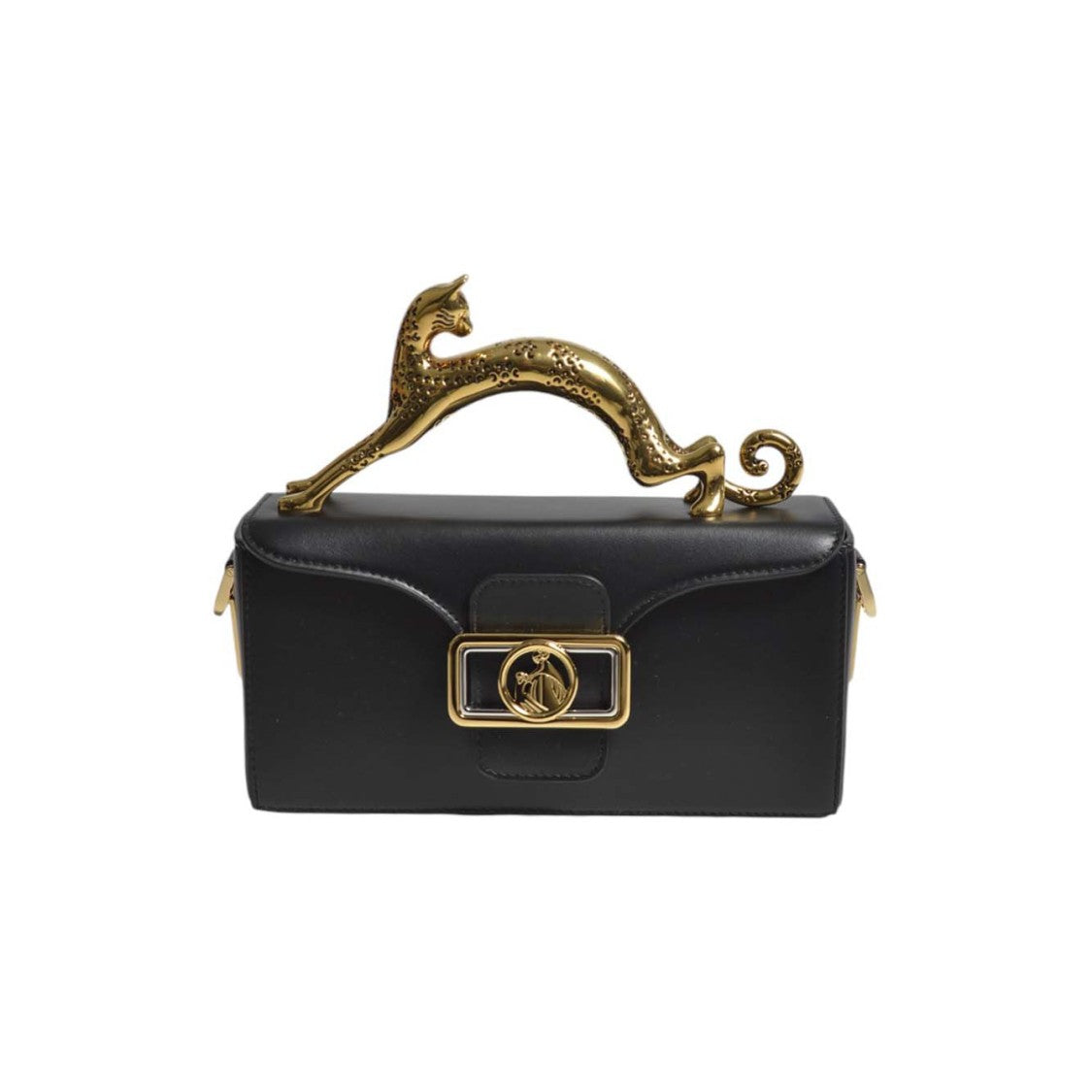 Lanvin Pencil Cat Nano Handbag In Black Leather