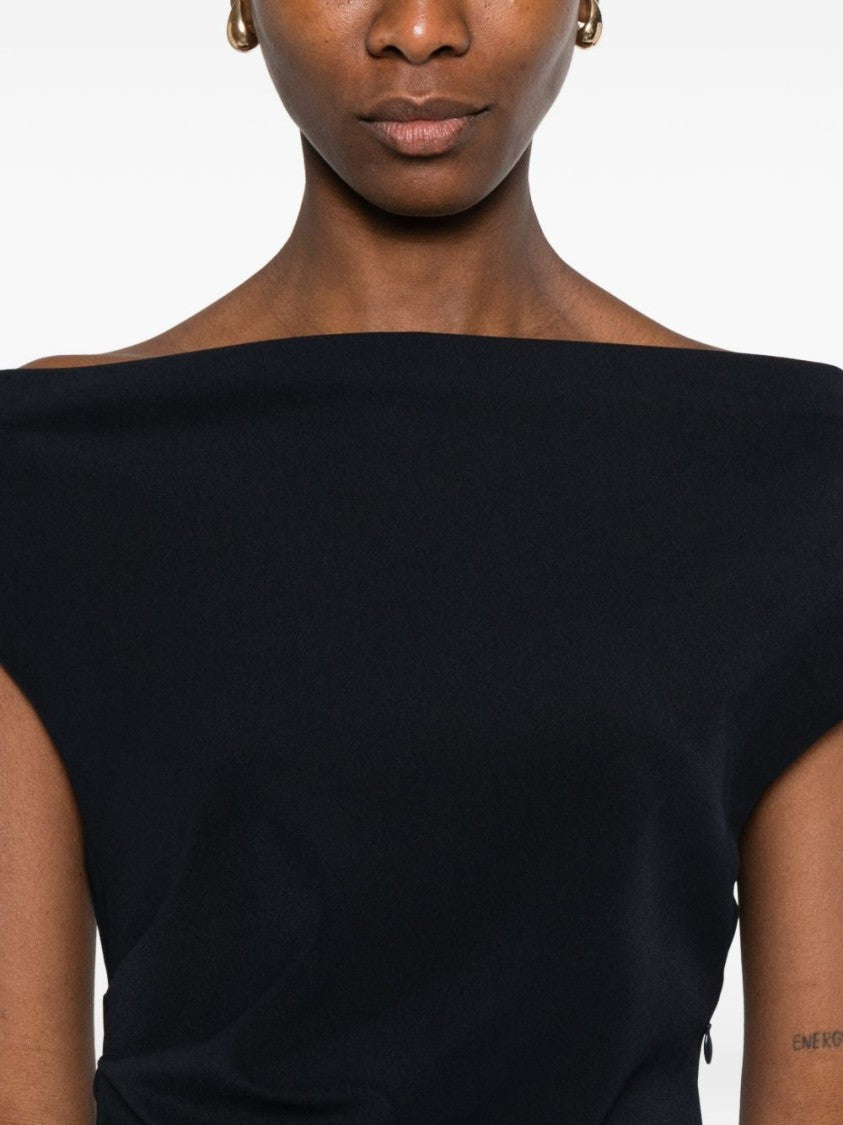 Parosh Off-The-Shoulder Fitted Midi Dress