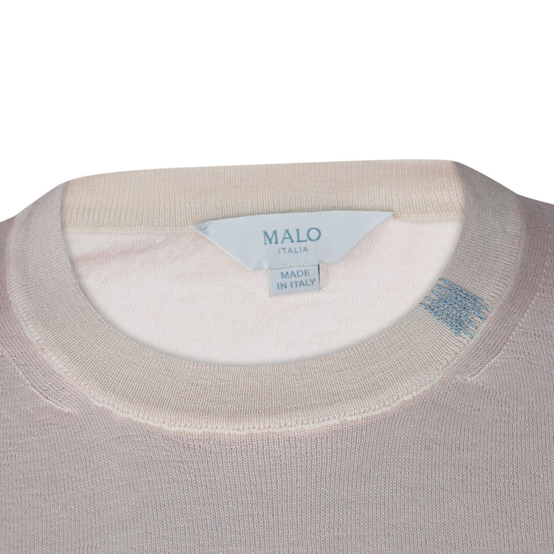 Malo Fine Knit White Wool Sweater With Ribbed Details