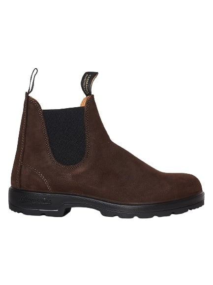 Blundstone Brown Nubuck Ankle Boot With Black Side Elastics