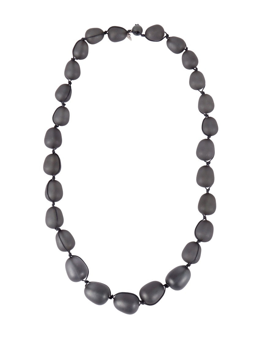 Emporio Armani Matte Black Resin Bead Necklace