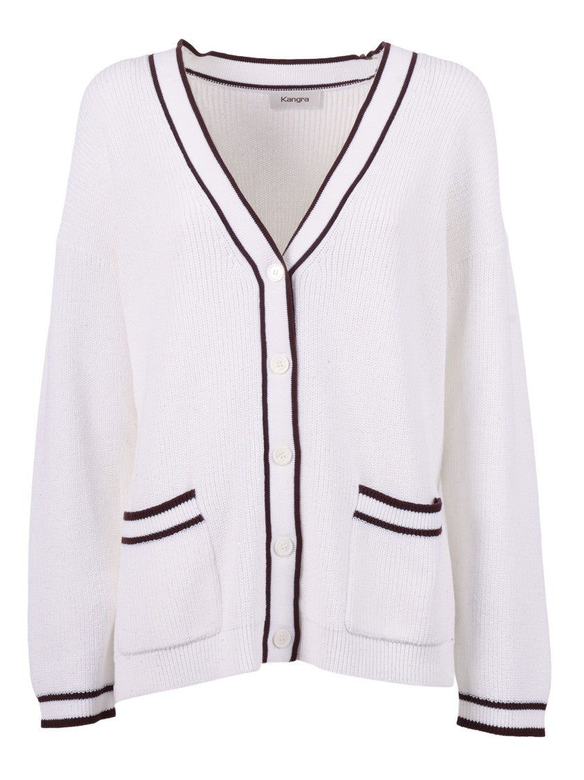 Kangra Cashmere Regular Fit Contrast Trim Cardigan