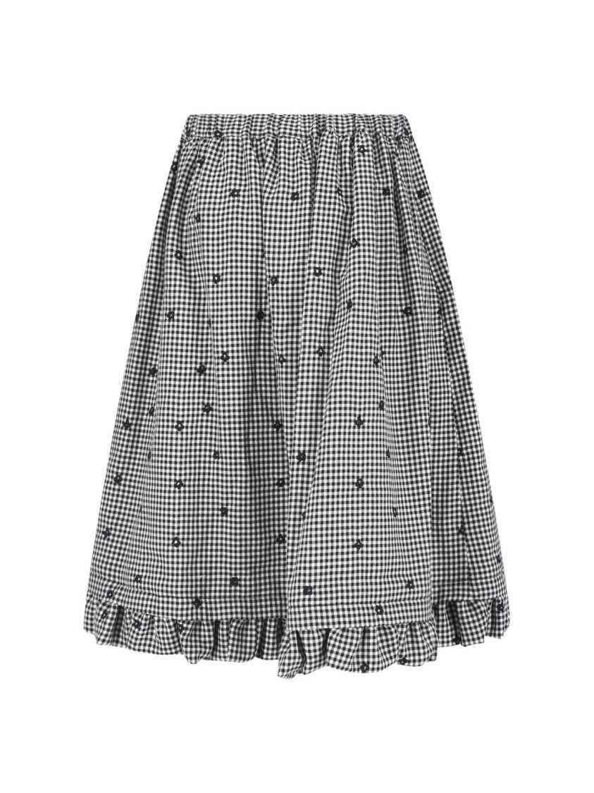 Comme Des Garçons Black/White Gingham Floral Mini Skirt