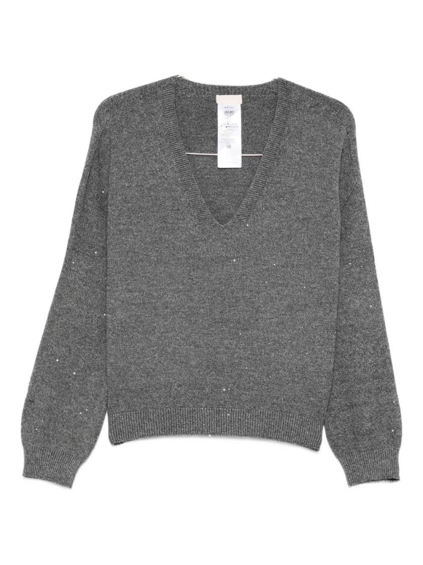 Liu Jo V-Neck Knit Sweater With Speckled Texture