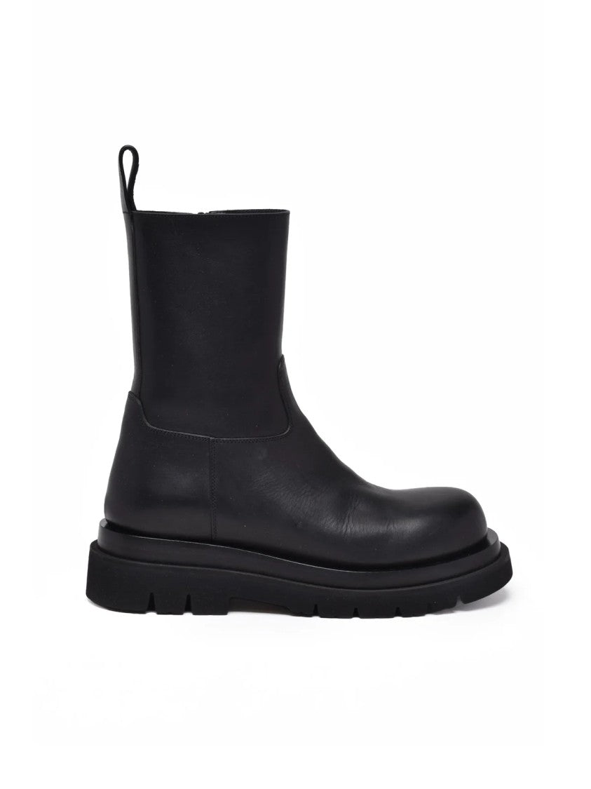 Bottega Veneta Black Military Calf High-Top Leather Boots