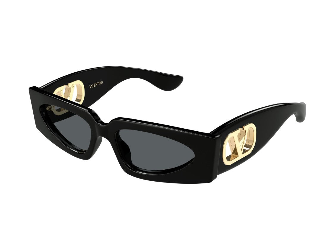 Valentino Gold Black Vg0001s Acetate Rectangular Sunglasses