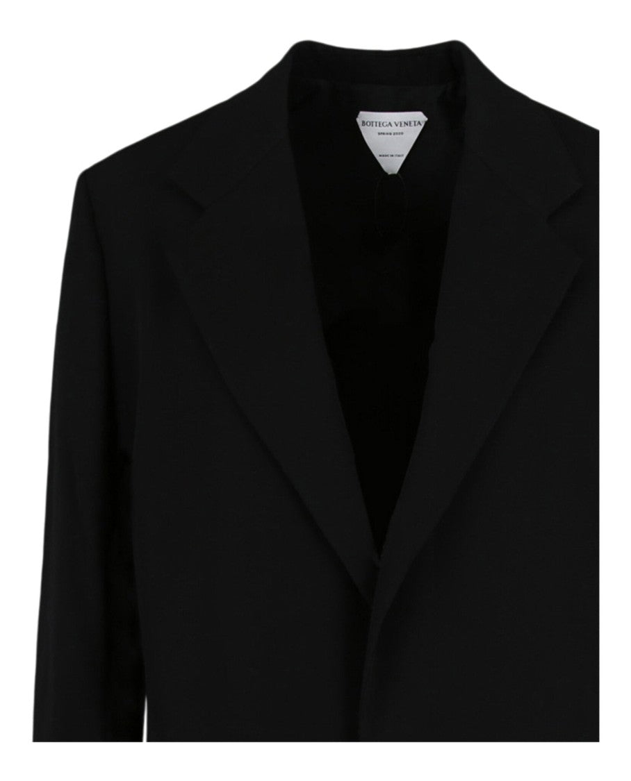 Bottega Veneta Tailored Black Wool Blazer Jumpsuit With Notched Lapels