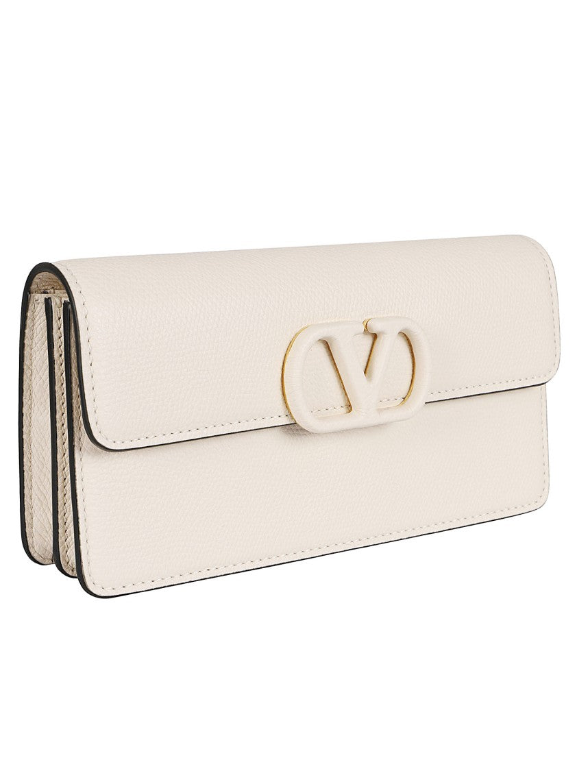 Valentino Garavani Textured Leather Wallet With Flap Closure And Accordion Interior